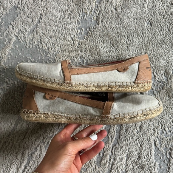 Sperry TopSider Danica Espadrille Slip On boat Shoes  Flats cream tan loafer 11 - Picture 8 of 10